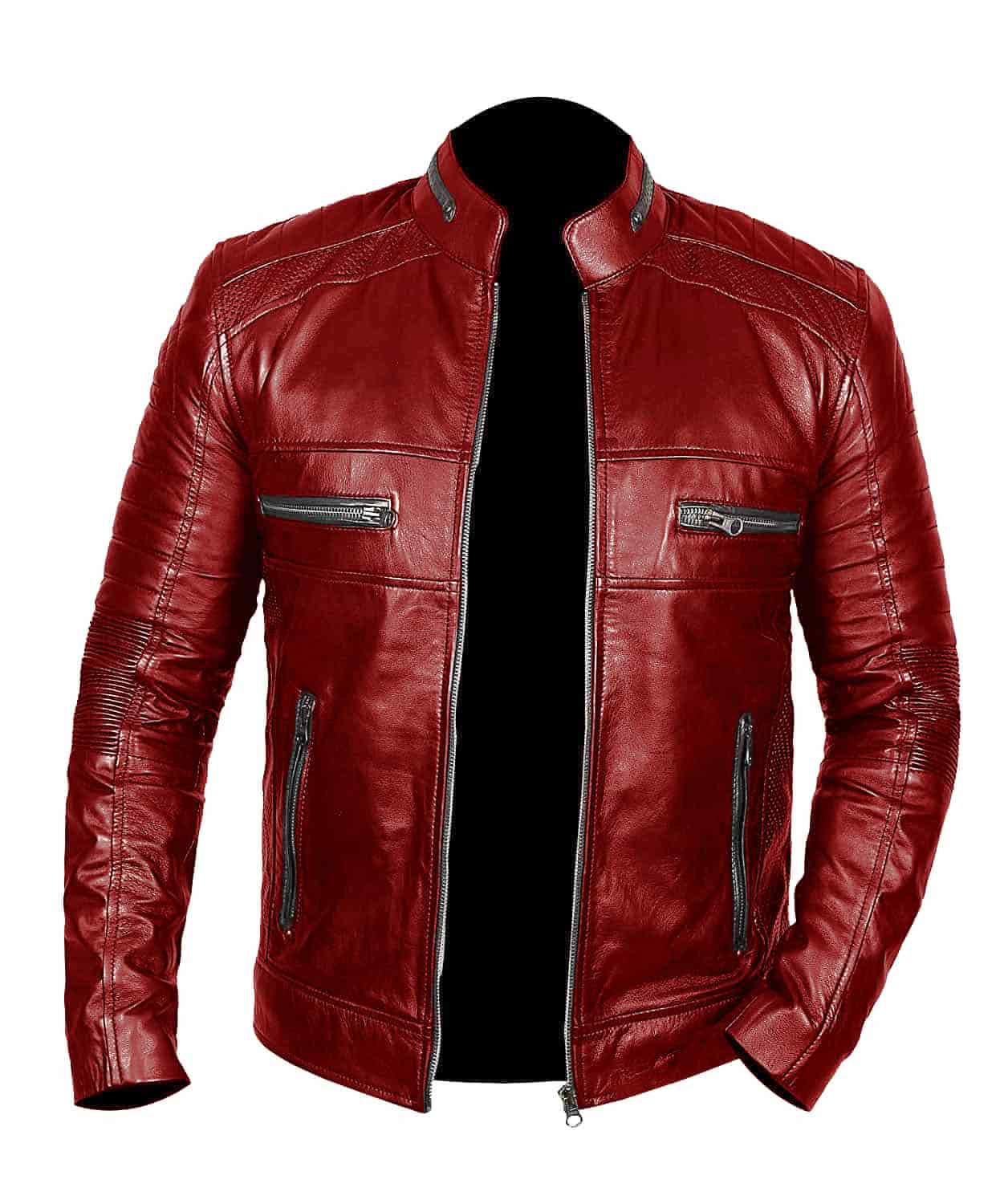 Mens Red Leather Jacket for Sale