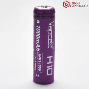 VAPCELL H10 14500 PURPLE/WHITE 10A FLAT TOP 1000MAH BATTERY: Power in Elegance